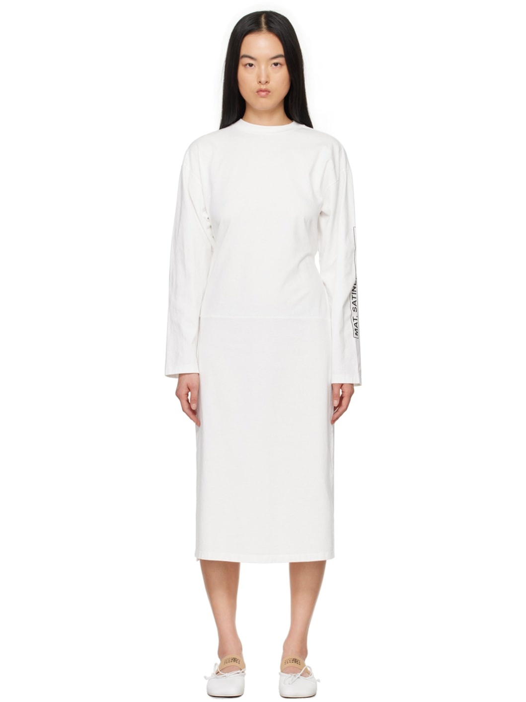 White 'Mat Satiné Brillant' Midi Dress - 1