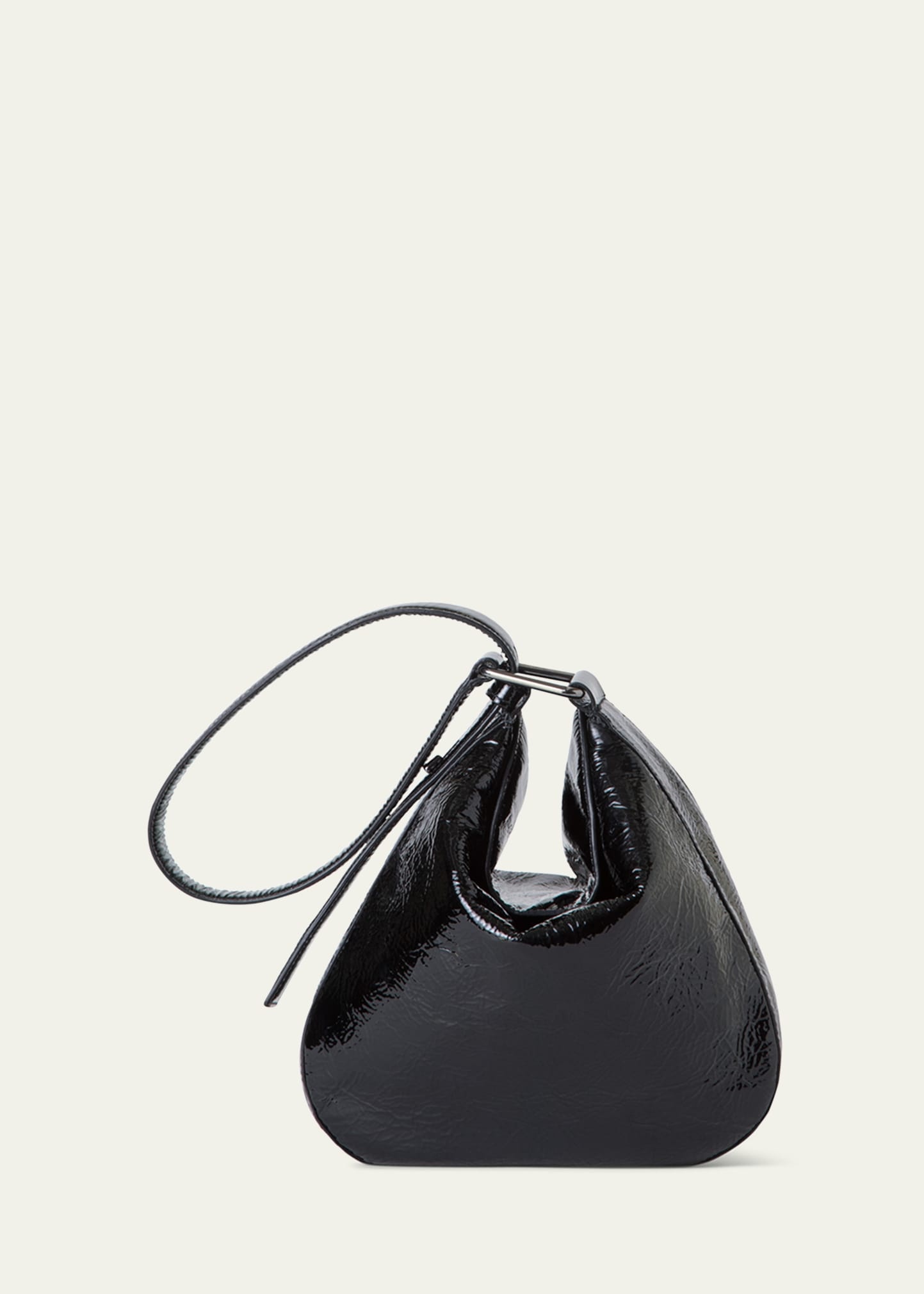 Anna Lacquered Leather Small Hobo Bag - 3