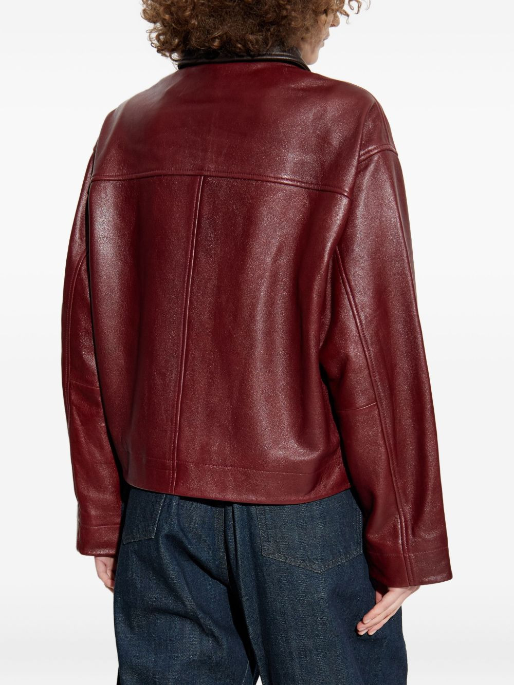 flap-pocket leather jacket - 4
