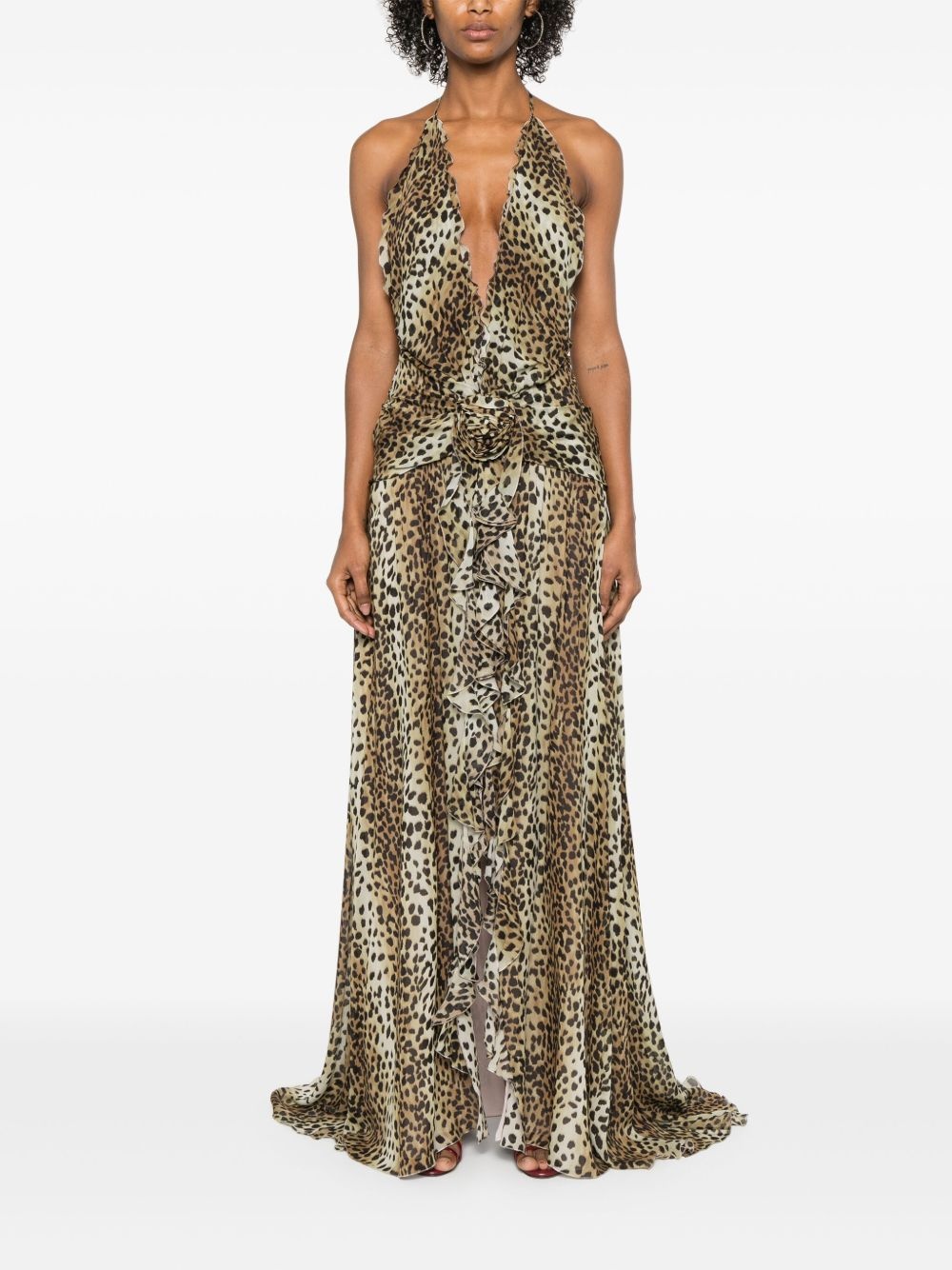 leopard-print georgette maxi dress - 2