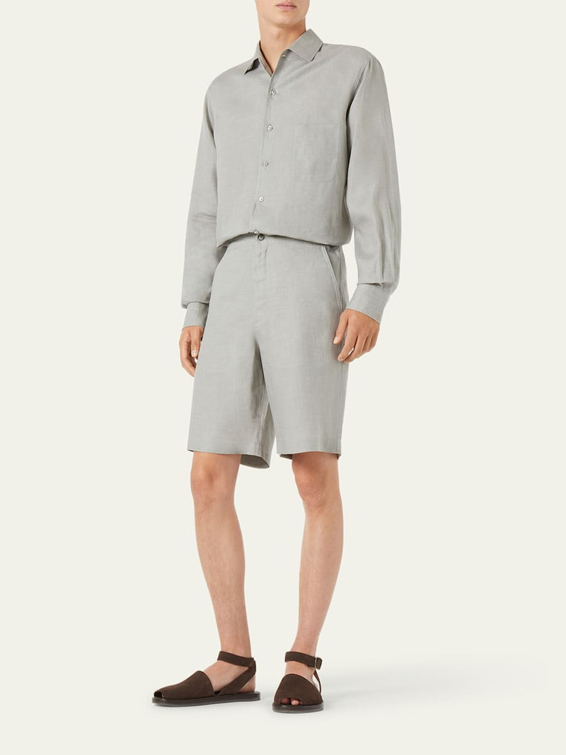 Loro Piana Men's Andre Long-Sleeve Linen Shirt outlook