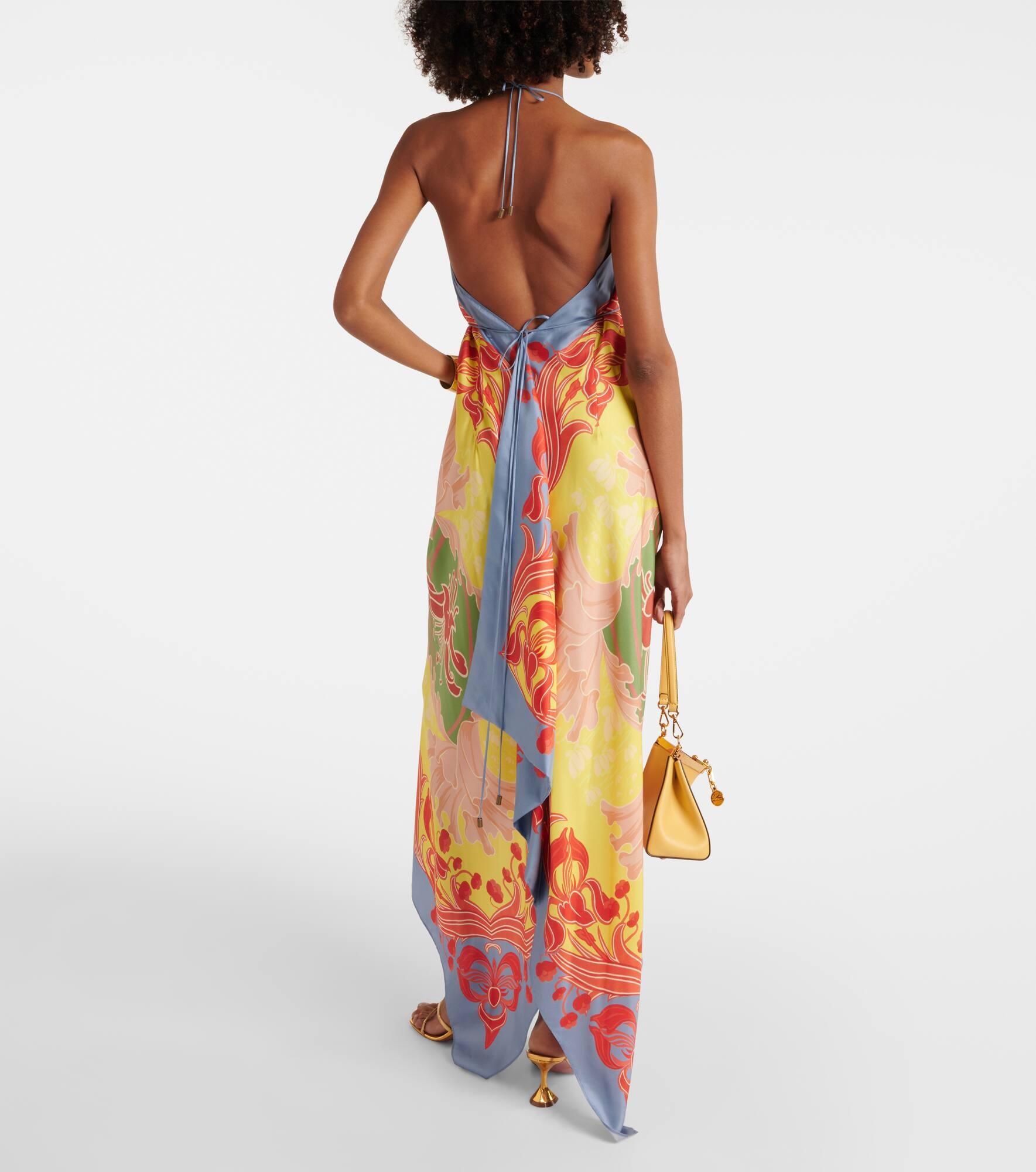 Printed halterneck silk beach dress - 3