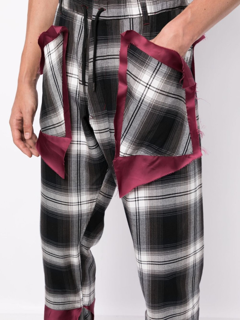check-print asymmetric trousers 5