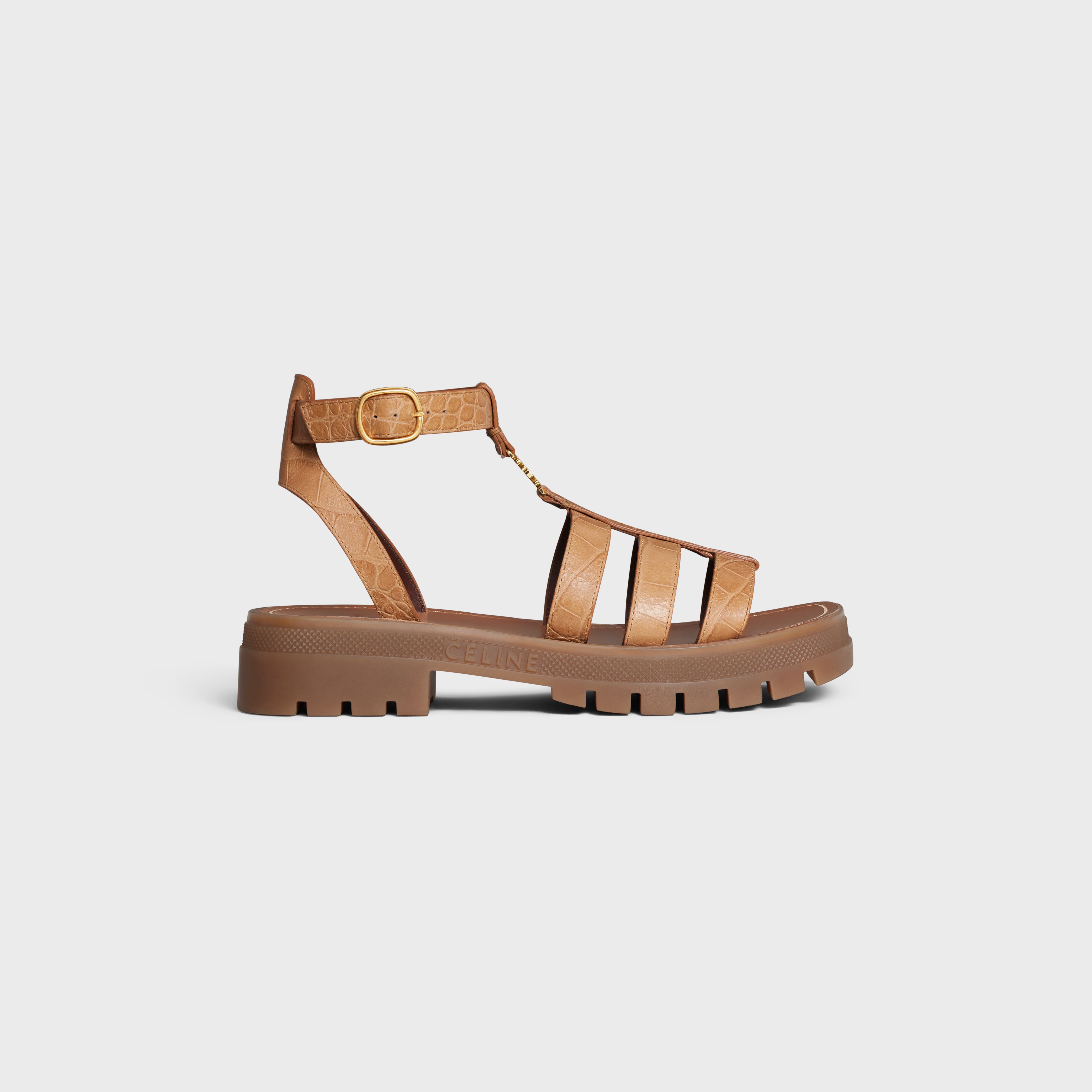 CELINE CLEA TRIOMPHE GLADIATOR SANDAL in CROCODILE STAMPED CALFSKIN - 1