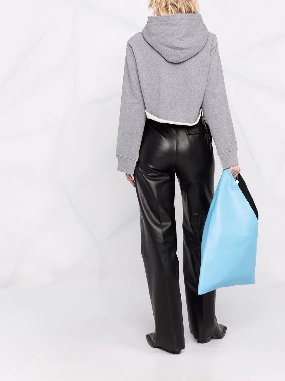 cut-out sleeve cropped hoodie - 6