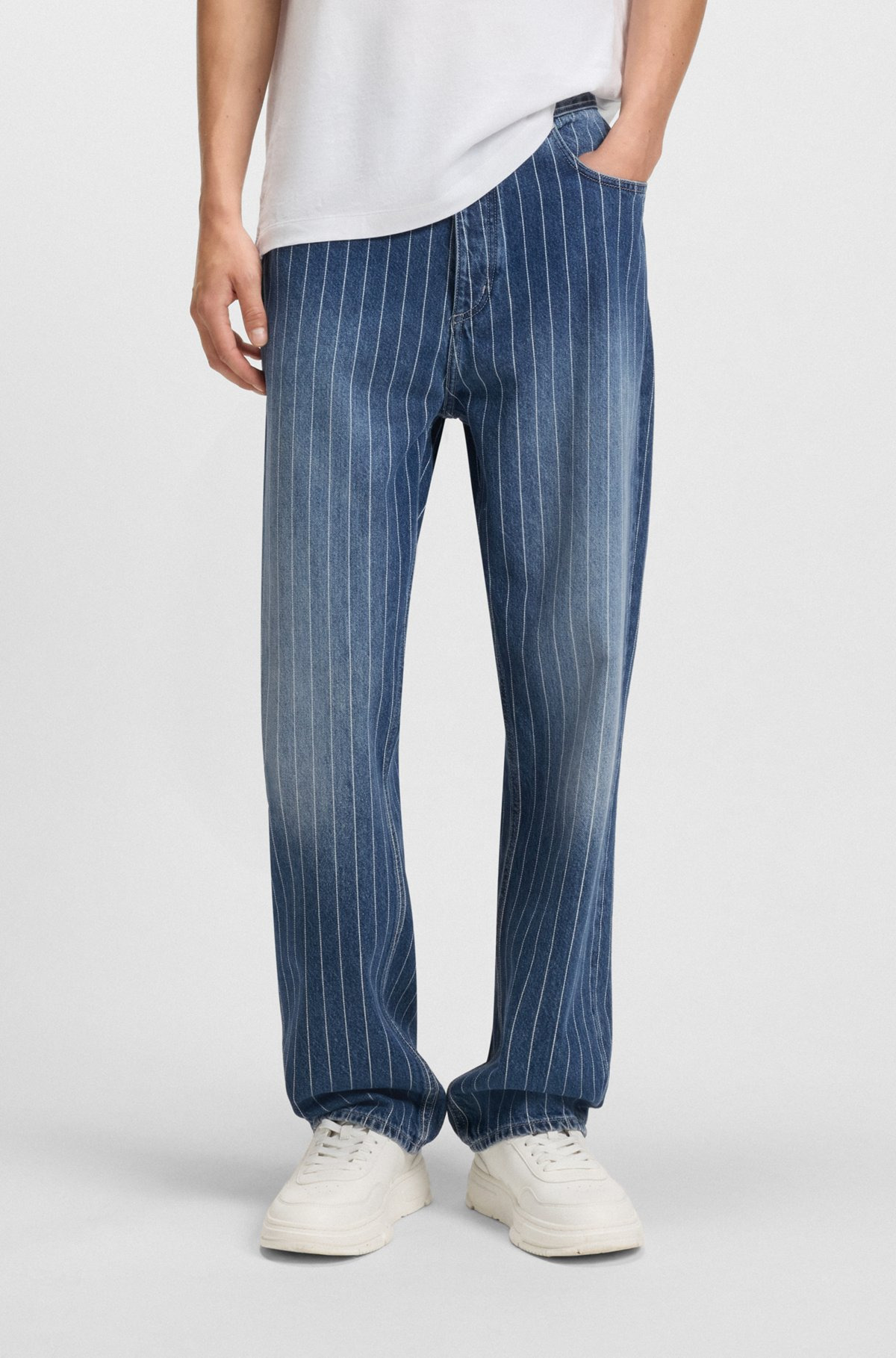 BAGGY-FIT JEANS IN BLUE PINSTRIPED DENIM - 2