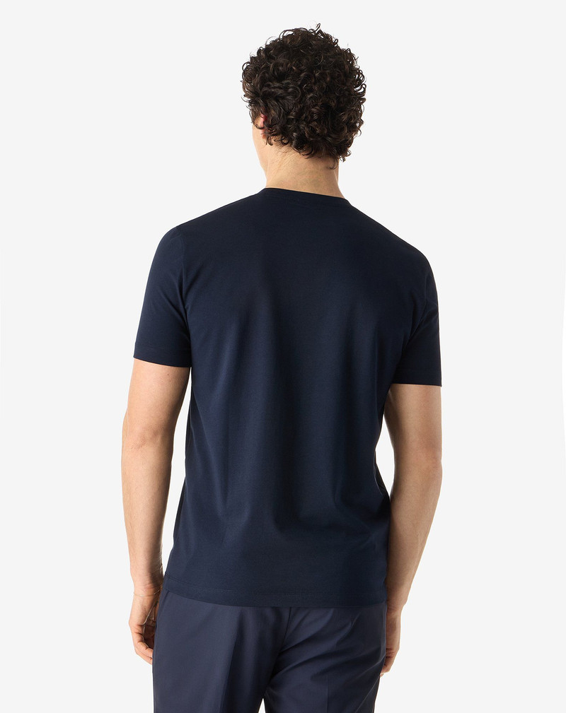 Navy blue crew neck stretch cotton t-shirt 3
