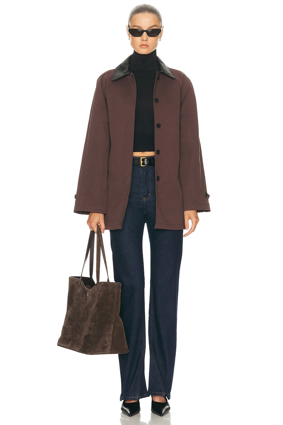 Cropped Fitted Turtleneck Soft Jersey Top - 4