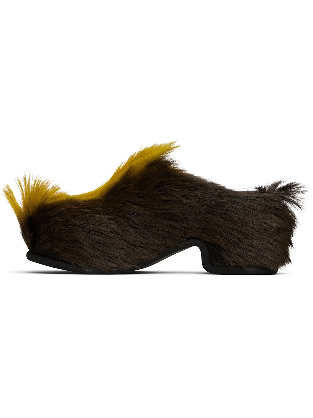 Brown & Yellow Platform Clogs - 3
