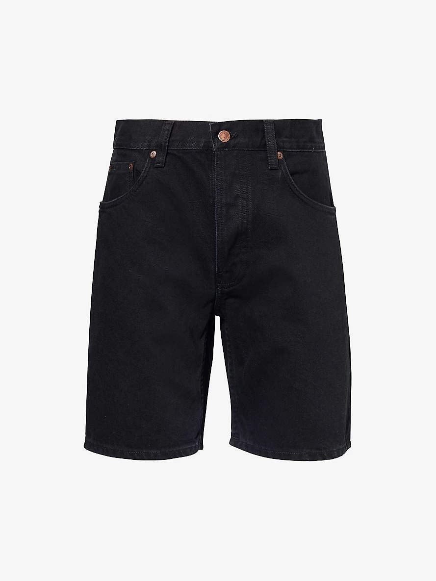 Seth brand-patch regular-fit denim shorts - 1