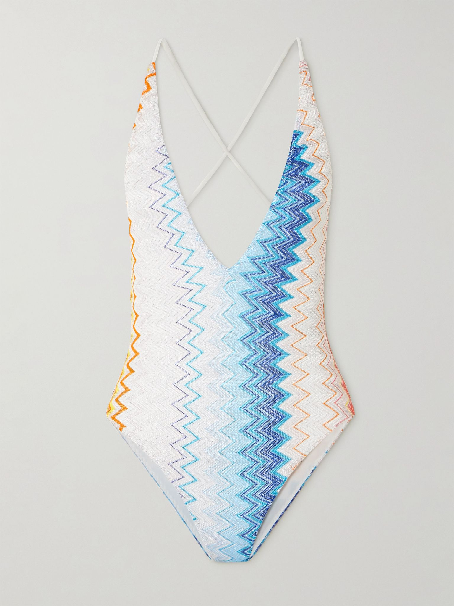 Mare striped metallic crochet-knit swimsuit Multi - 1