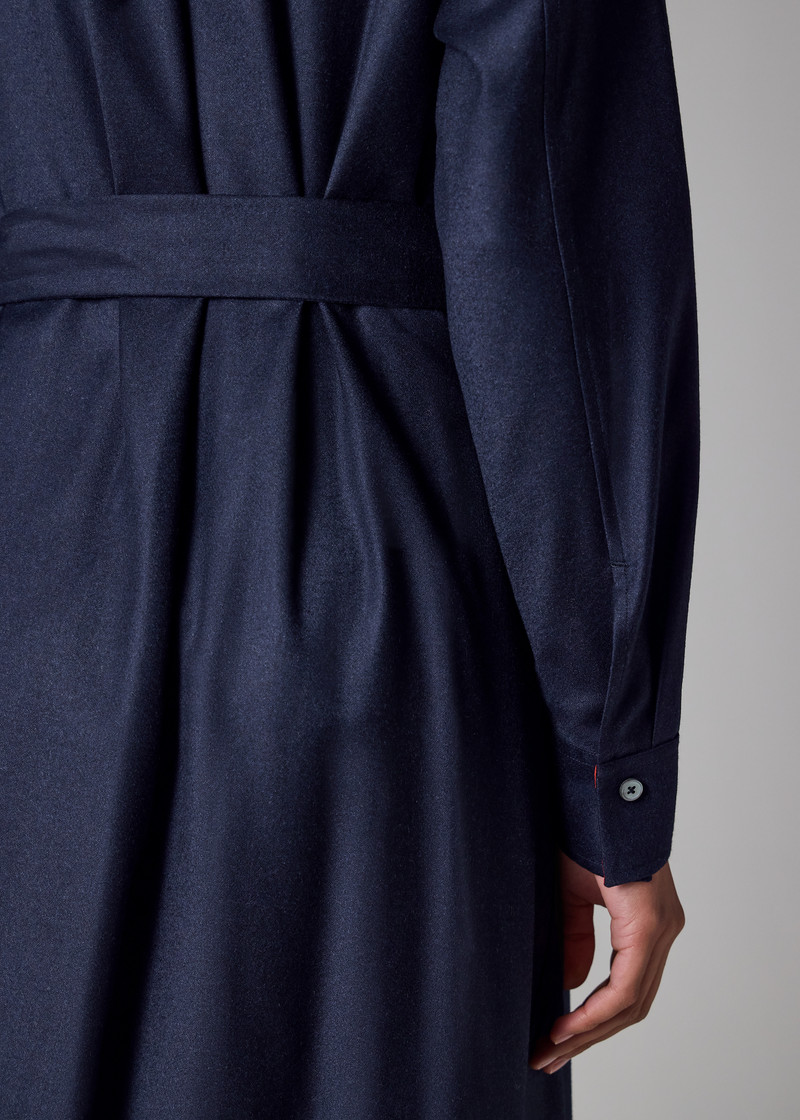 Women's Navy Wool-Cashmere Blend Flannel Dress 11