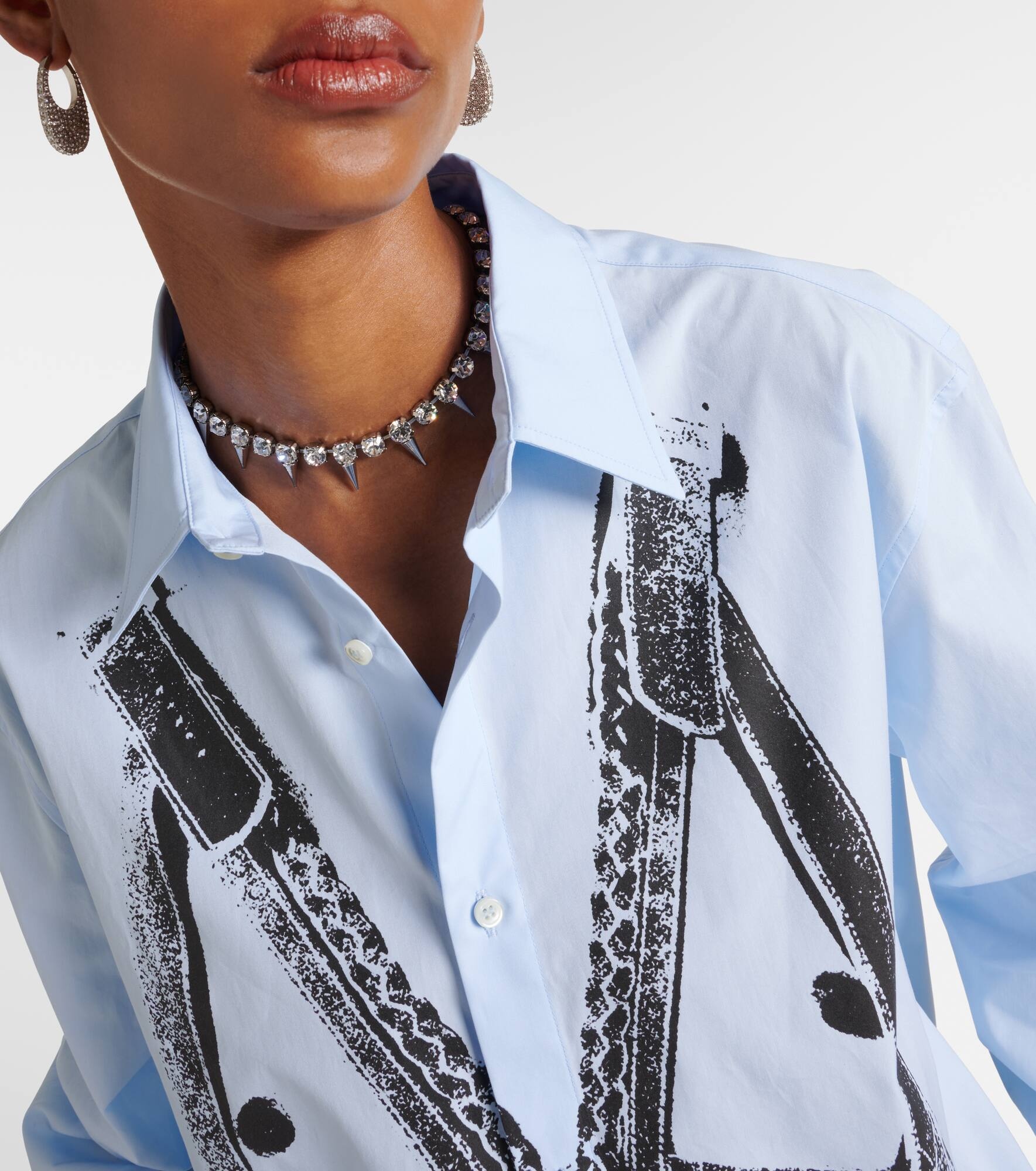 Trompe l'oeil oversized cotton poplin shirt - 4