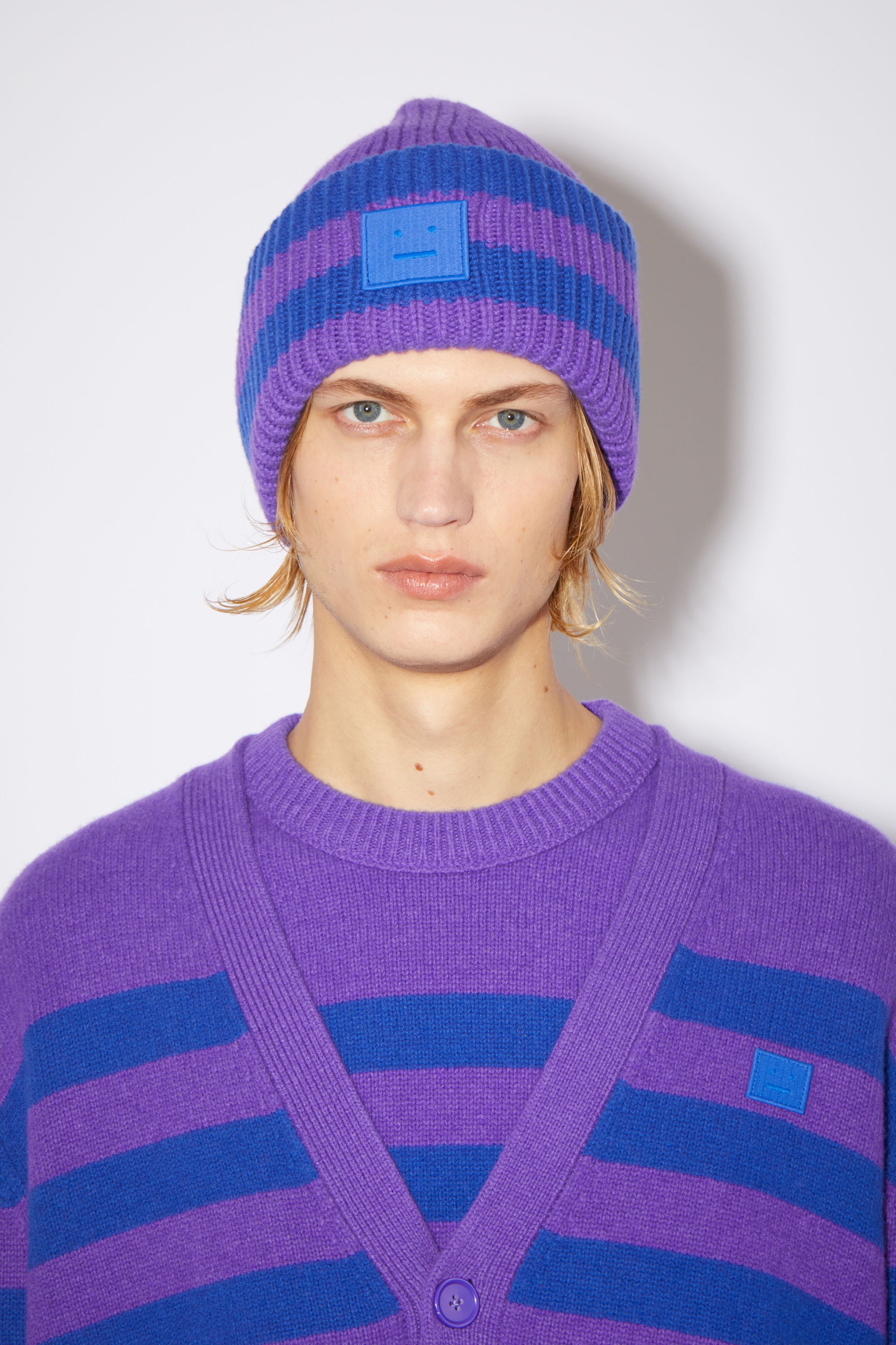 Striped logo beanie - Purple/blue - 2