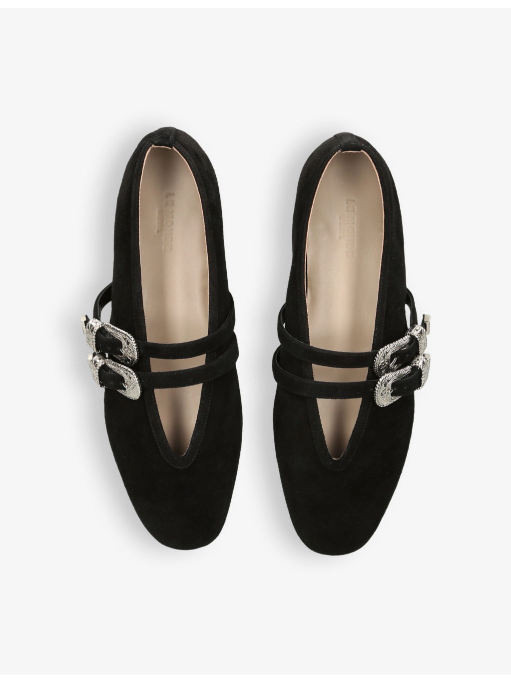 Claudia double-strap suede ballet courts - 2