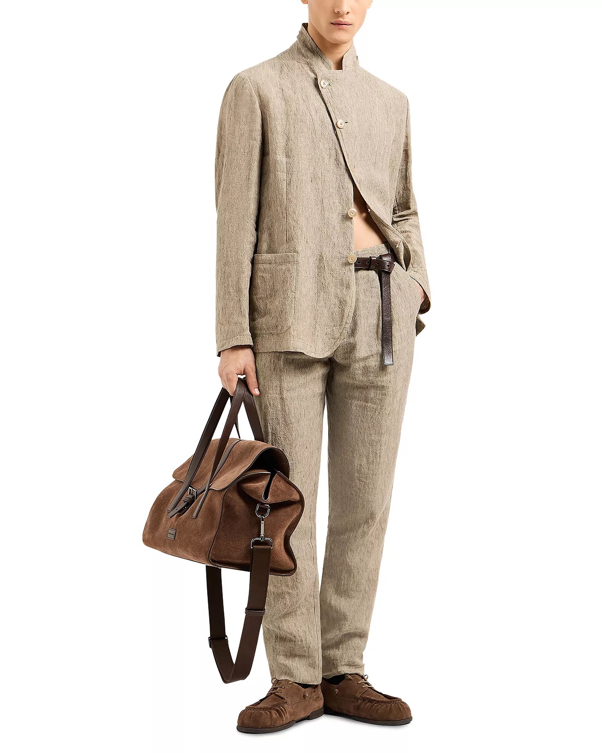 Regular Fit Asymmetric Linen Blazer - 2