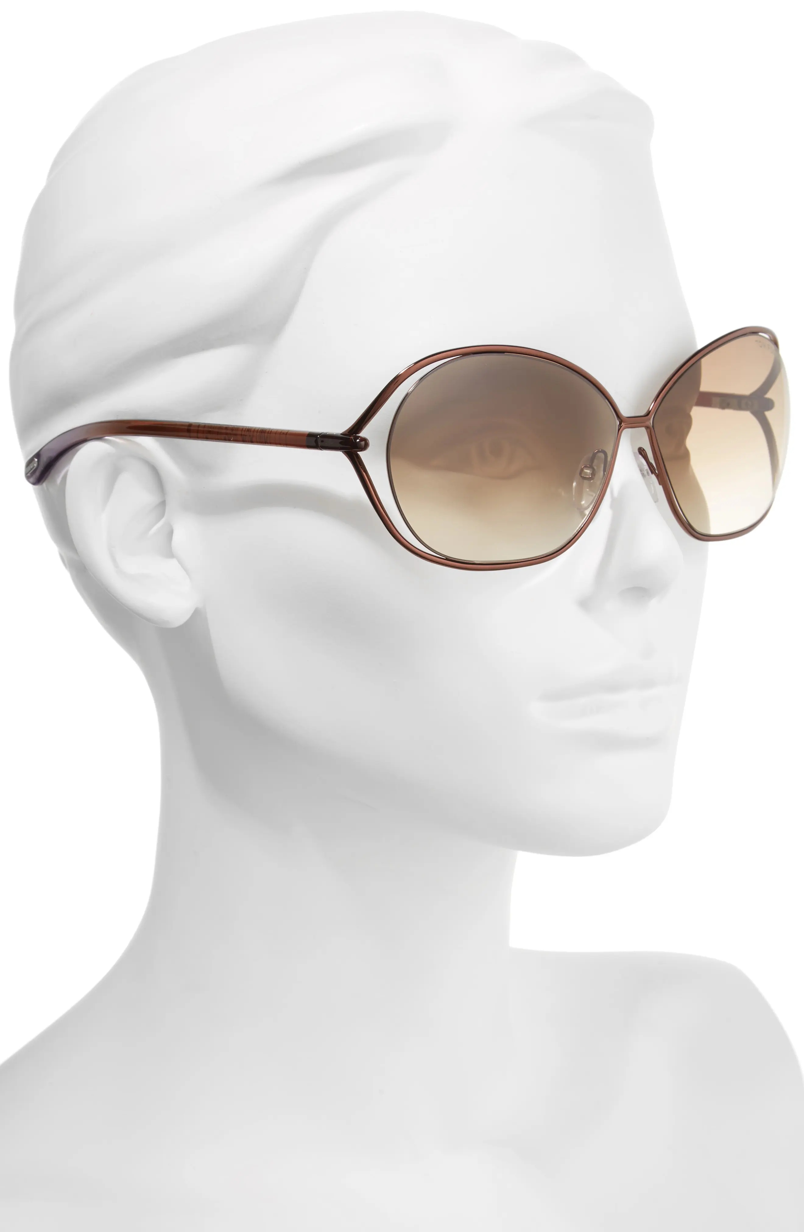 Carla 66mm Oversized Round Metal Sunglasses in Brown/Brown - 2