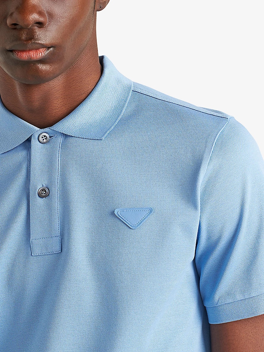 Logo-badge slim-fit cotton-piqué polo shirt - 3
