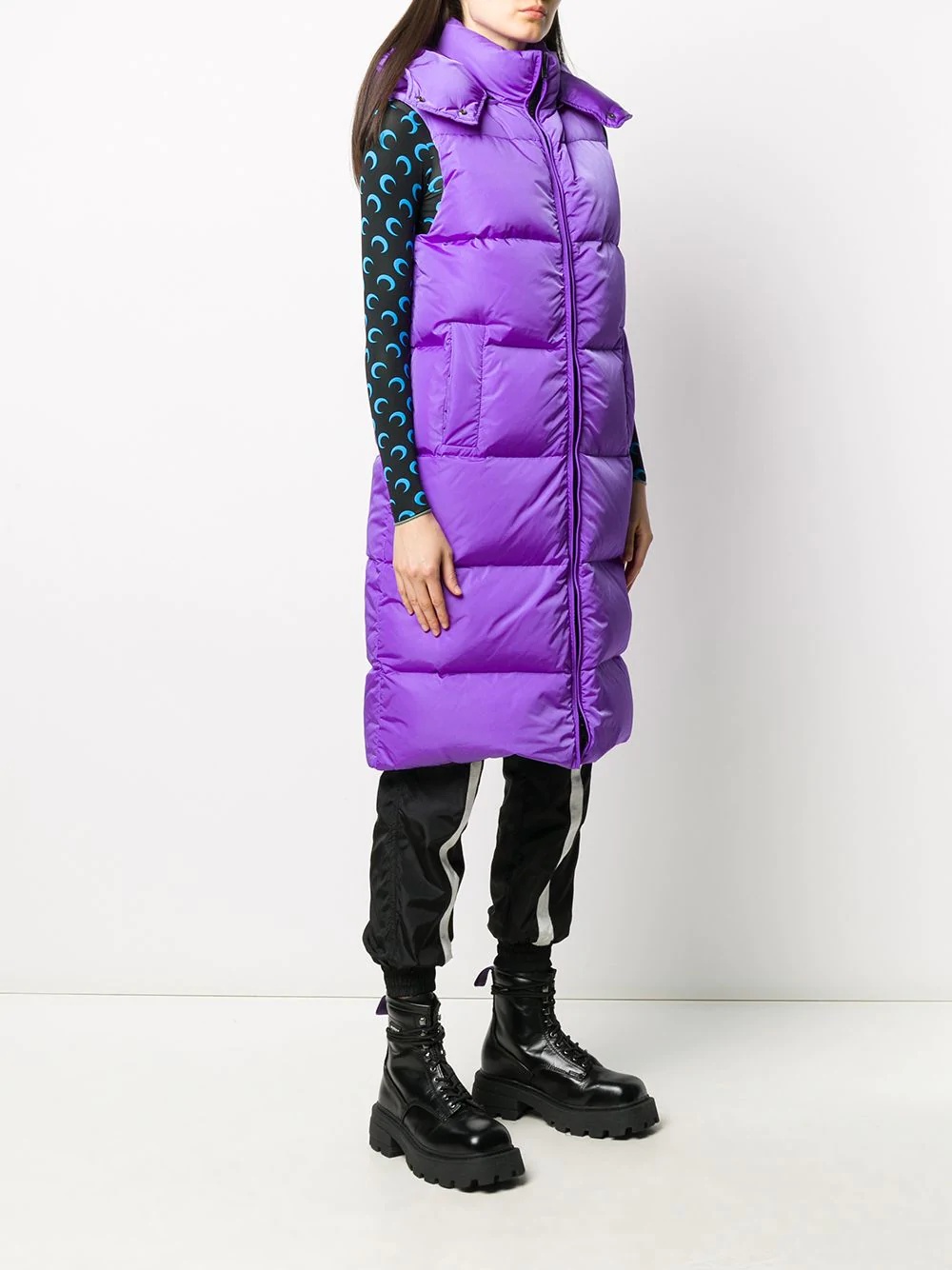 quilted hooded vest - 3