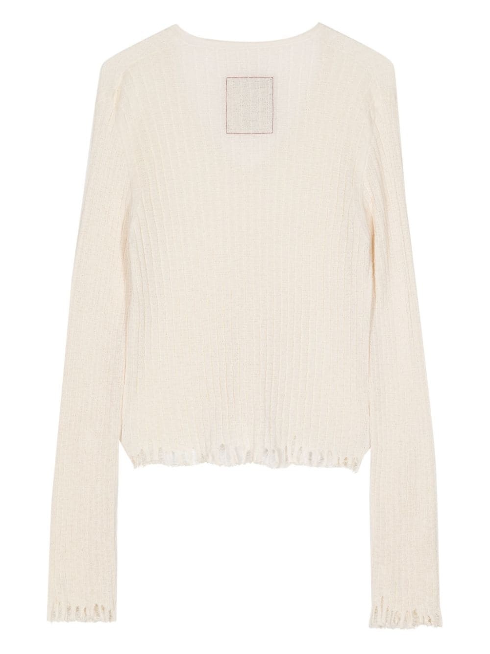 distressed-efffect v-neck jumper - 2