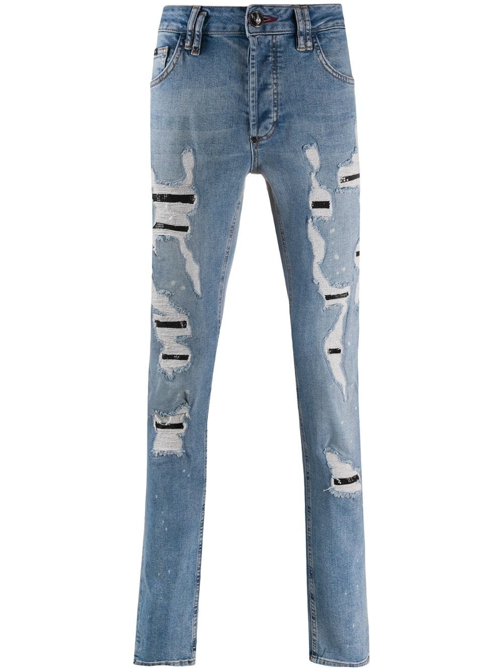 straight-leg destroyed jeans - 1