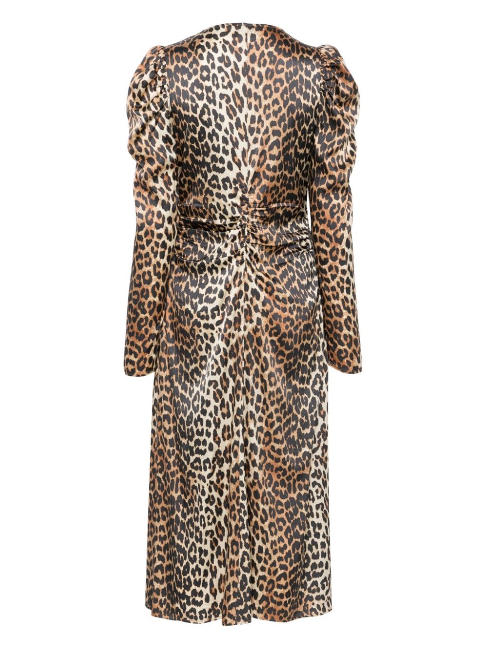 leopard-print ruched midi dress - 2