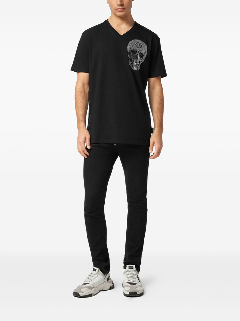 PHILIPP PLEIN crystal-skull V-neck T-shirt outlook