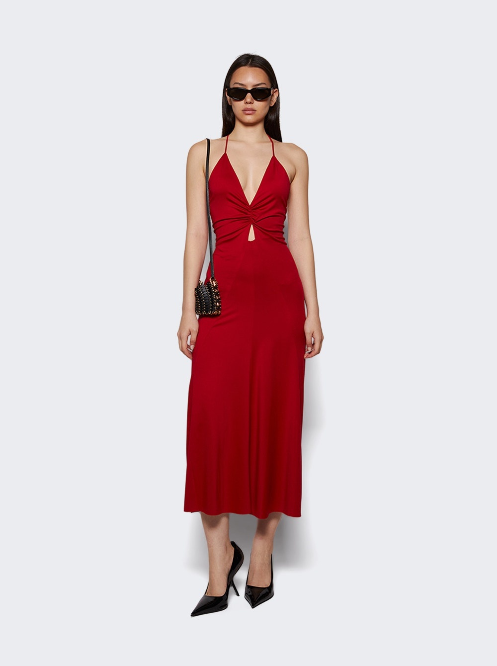 V-neck Ruched Midi Rose - 5