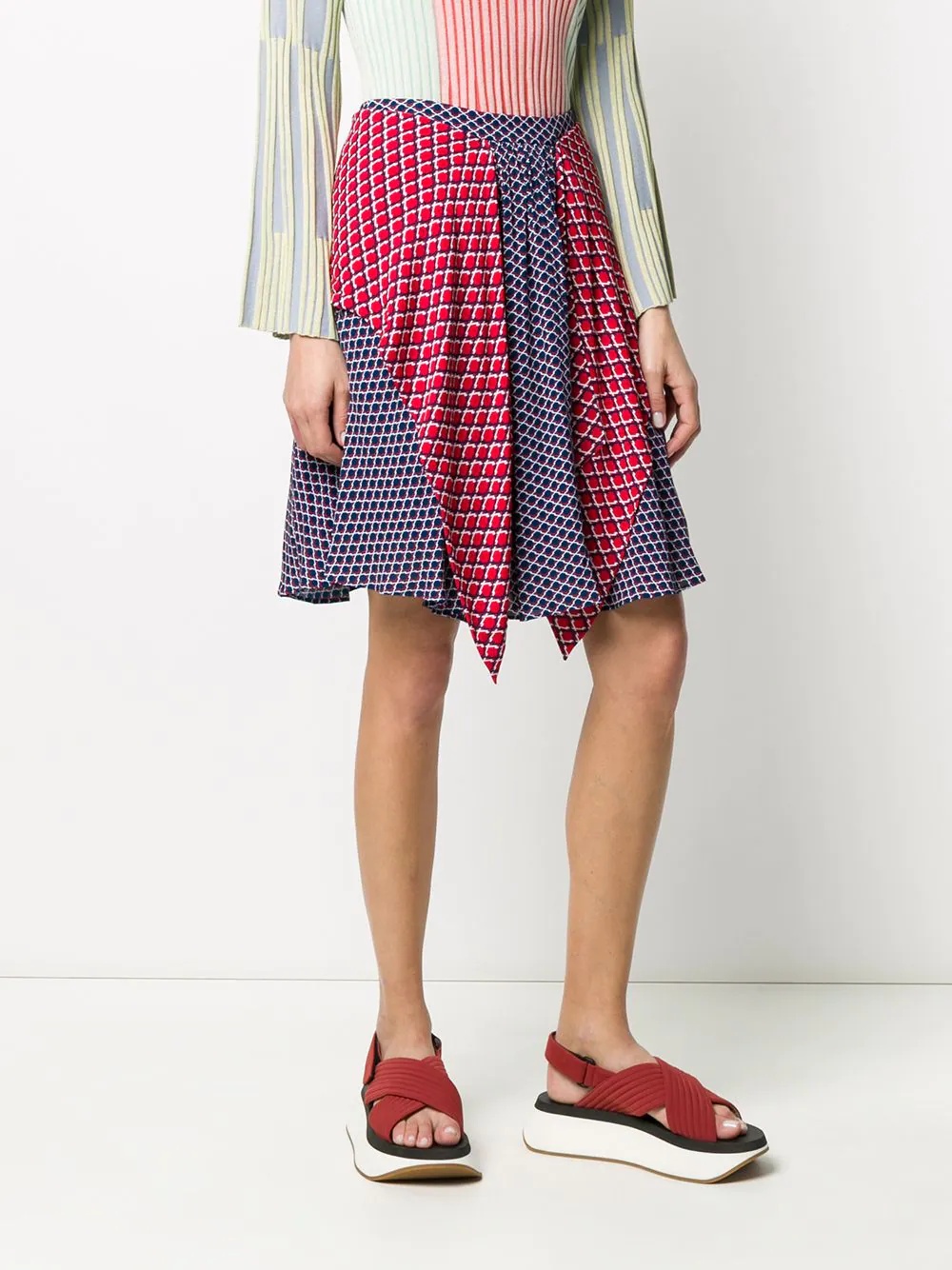 panelled geometric-print skirt - 3