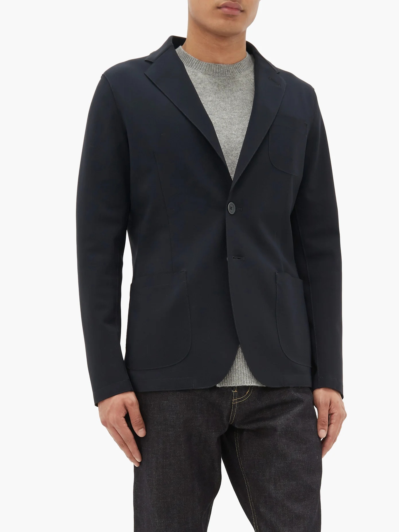 Single-breasted technical-fresco blazer - 6