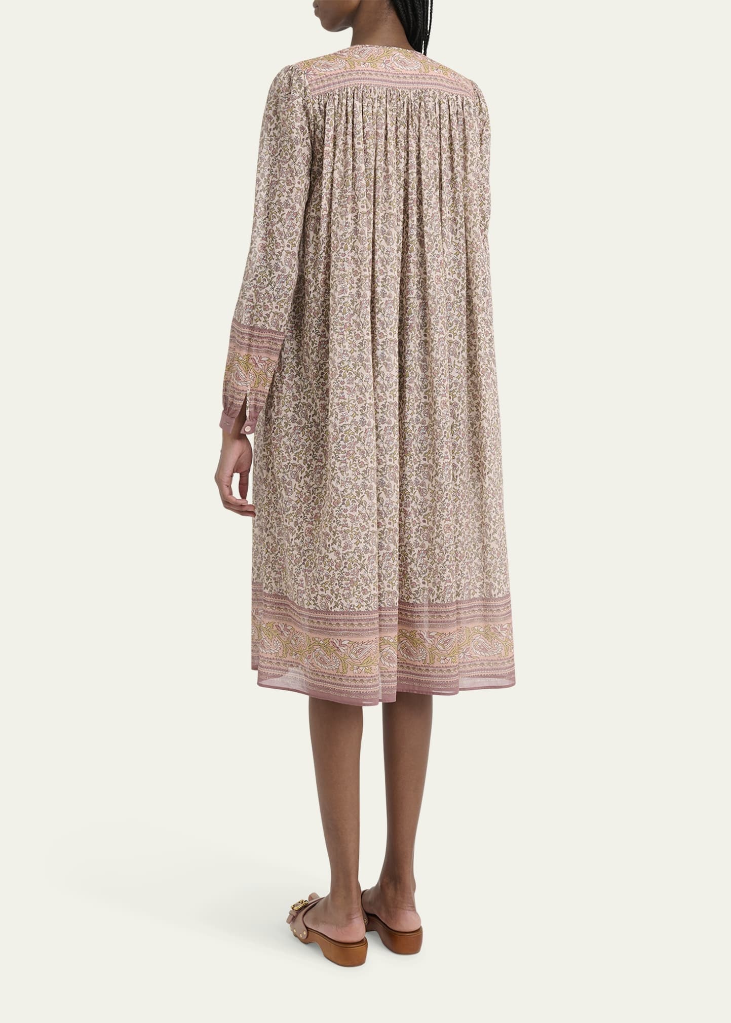 Pleated Floral & Paisley-Print Voile Midi Dress - 3