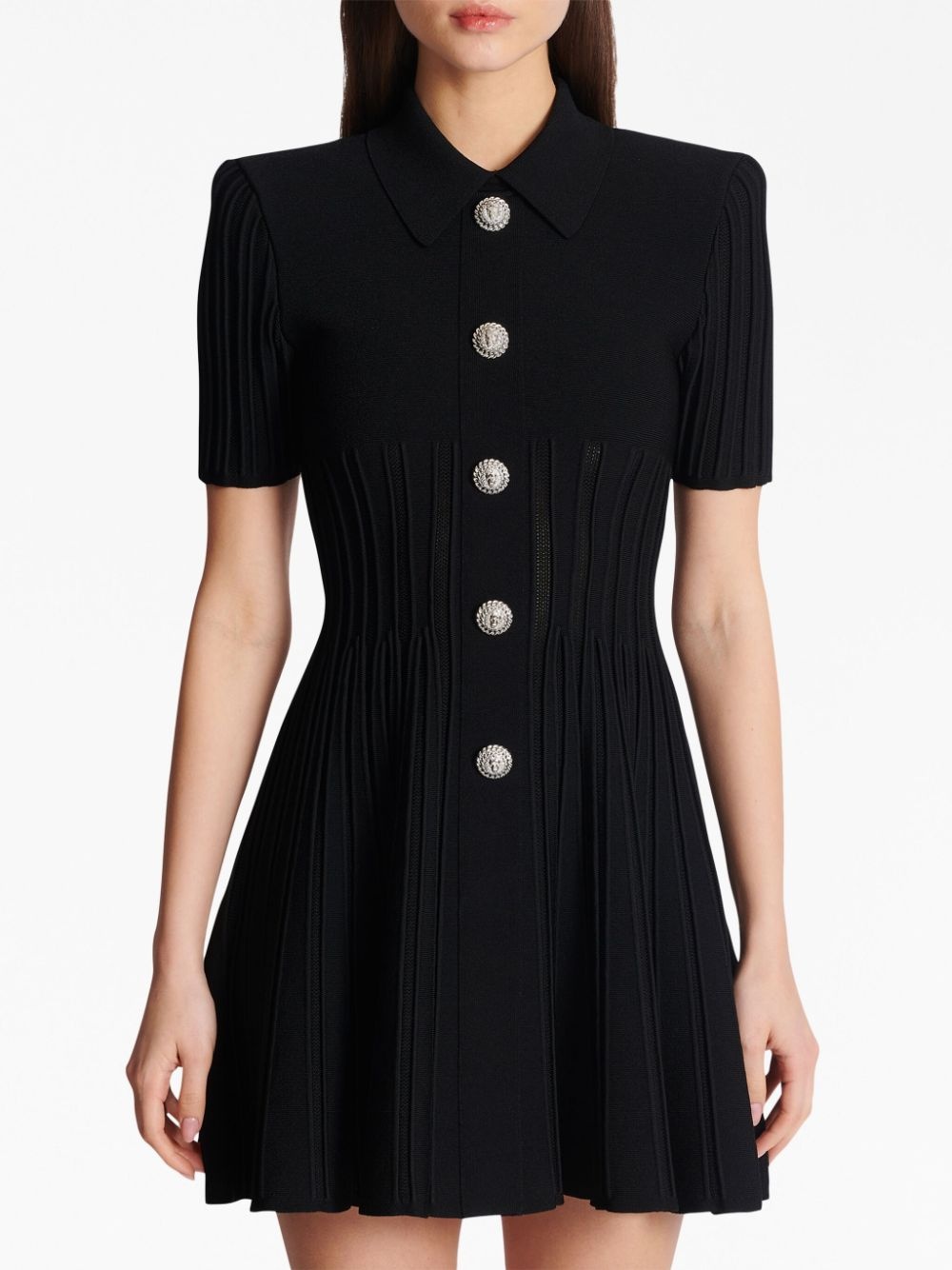 flared ribbed-knit minidress - 5