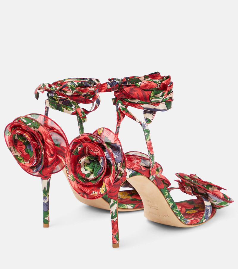 Floral-appliqué satin slingback sandals 3