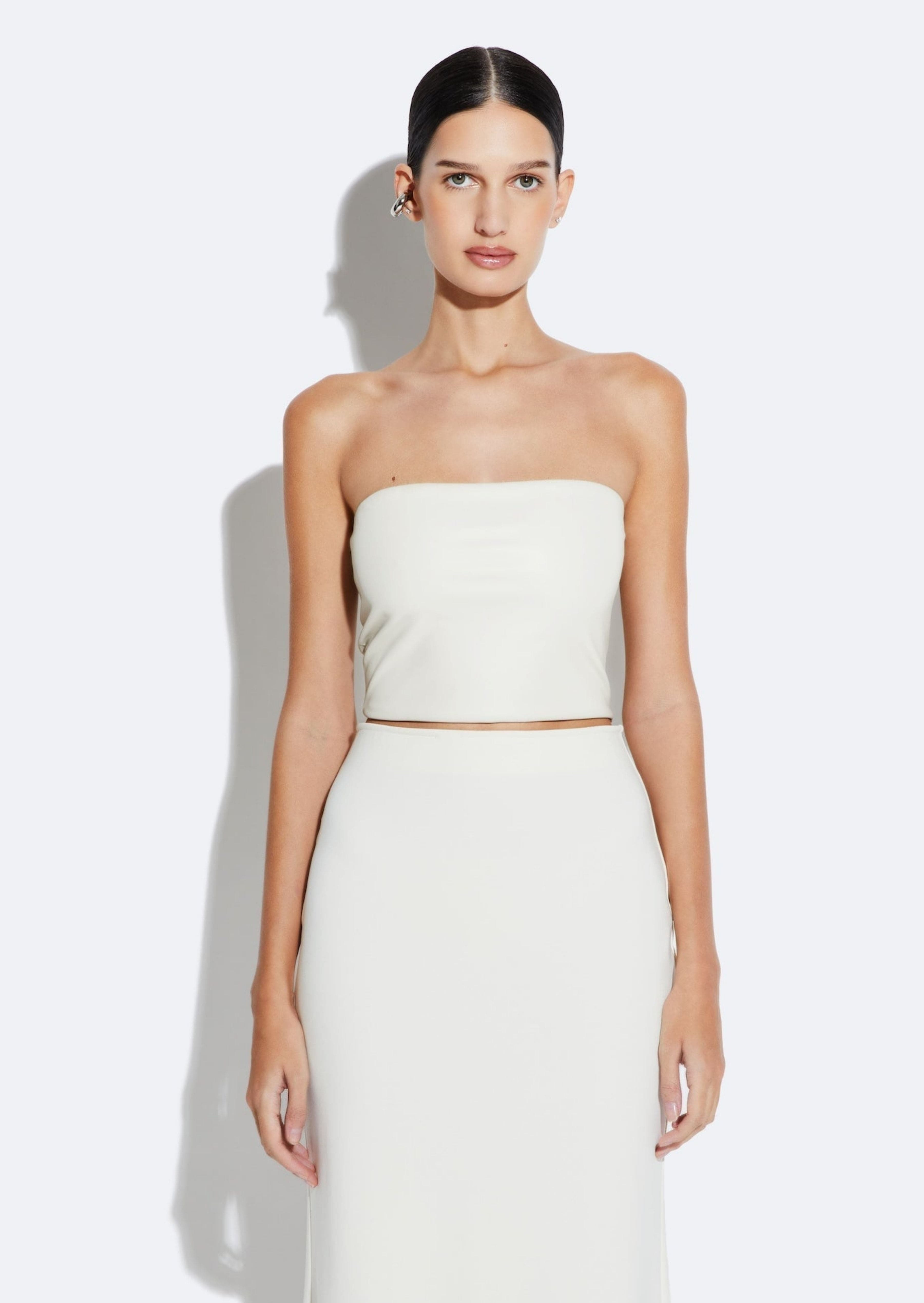 Stretch Faux Leather Tube Top - 2