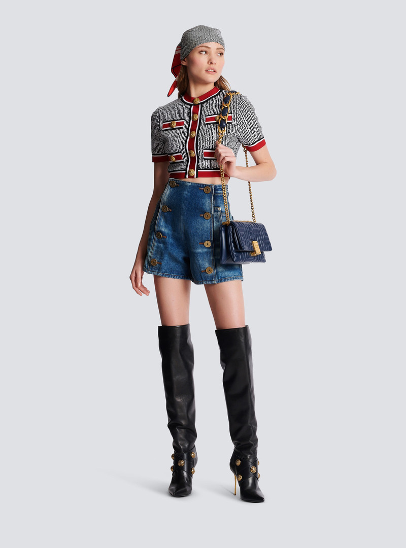 Balmain Jacquard monogrammed crop top outlook