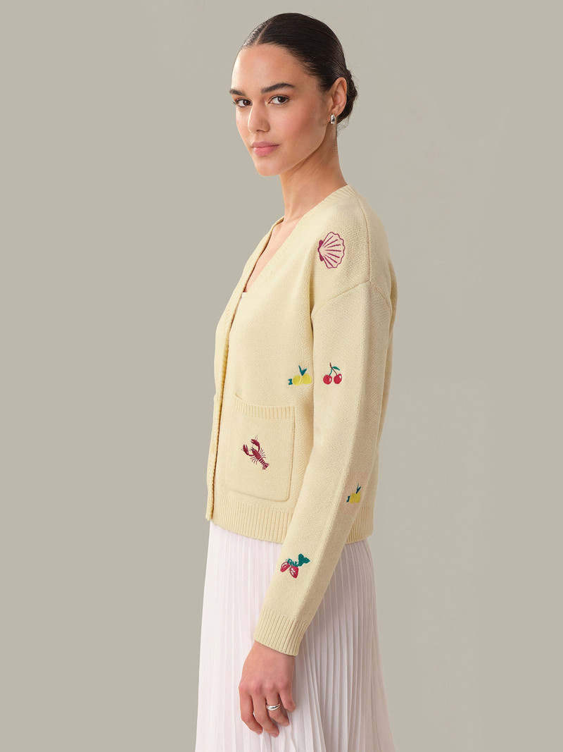 525 america Blythe: Fruit Embroidered Cotton Cardigan outlook