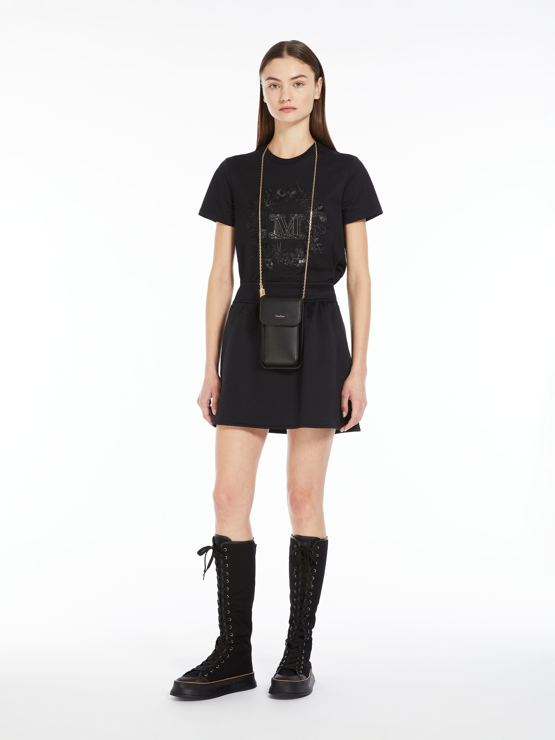 Max Mara NETTUNO Short skirt in cotton scuba fabric | REVERSIBLE