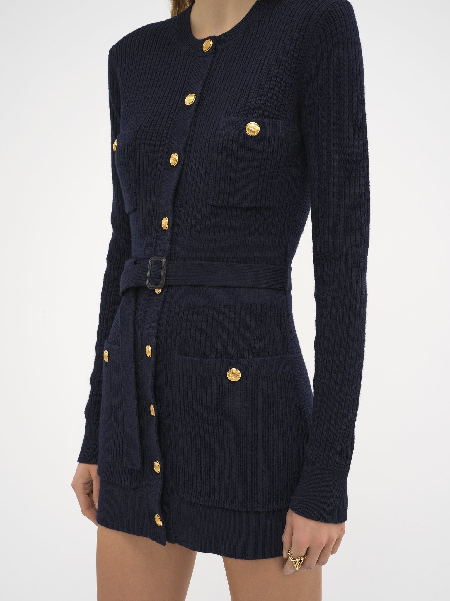LONG FITTED CARDIGAN IN WOOL KNIT - 8