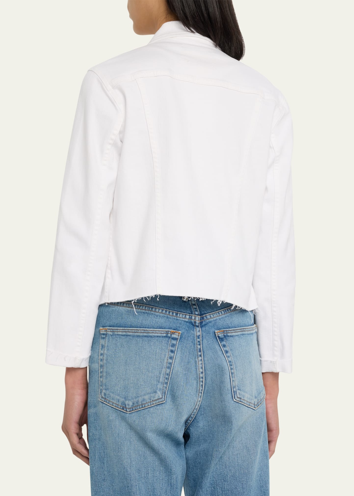 Janelle Slim Cropped Jean Jacket with Raw Hem - 3