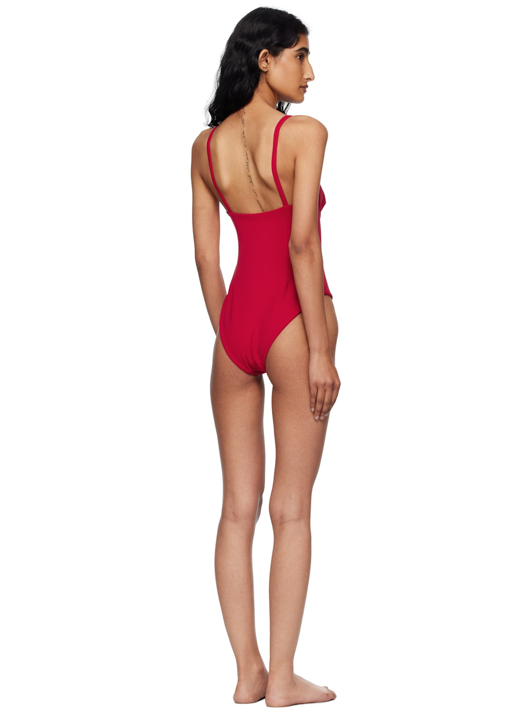 Red Crepe Tamis Swimsuit - 3