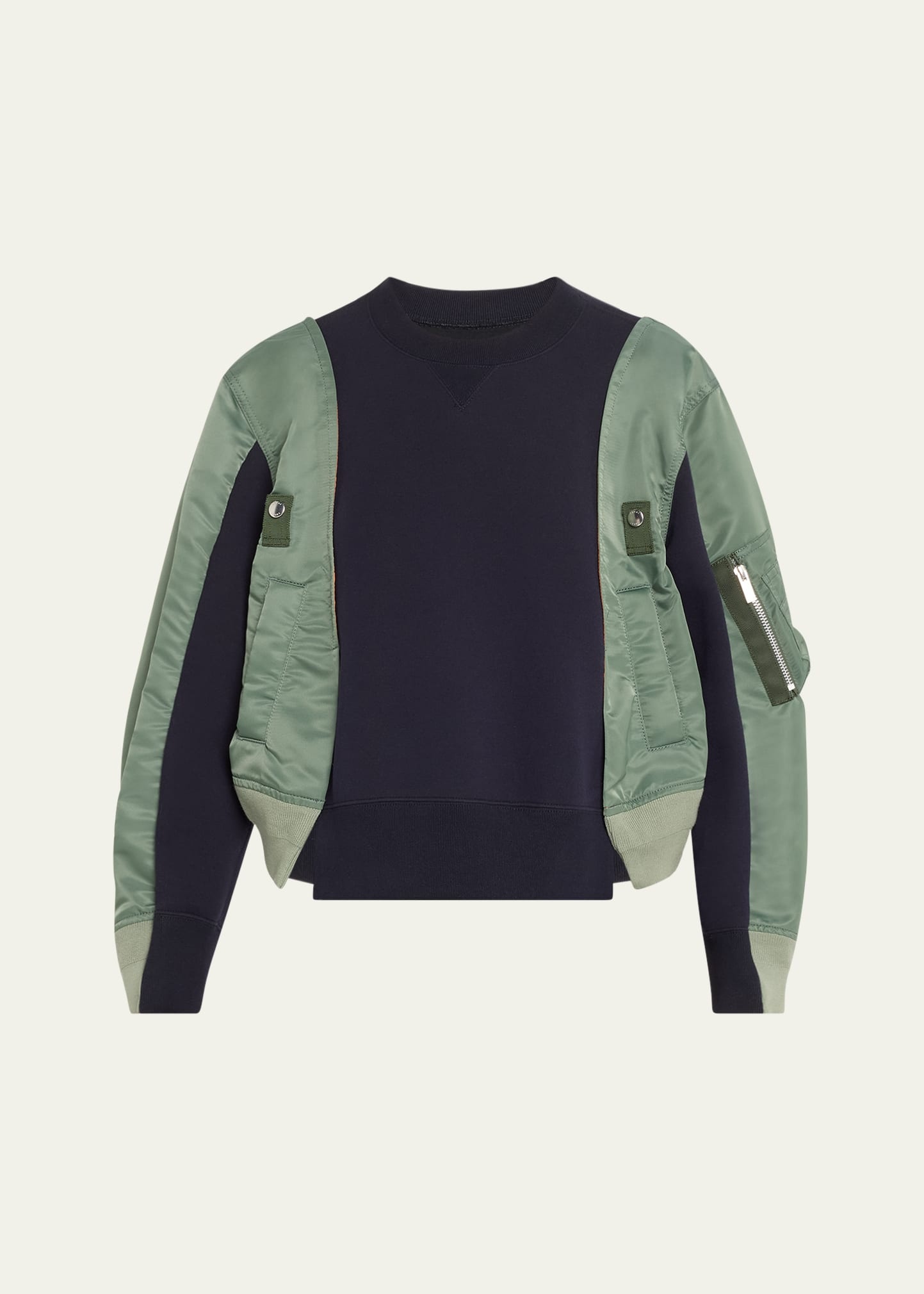 Mixed-Media Colorblock Sweatshirt - 1