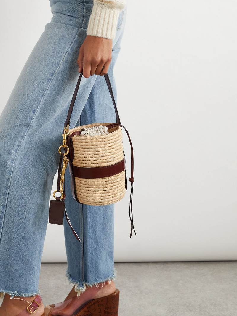 Chloé Kerala 25 embellished leather-trimmed faux raffia tote Neutral outlook