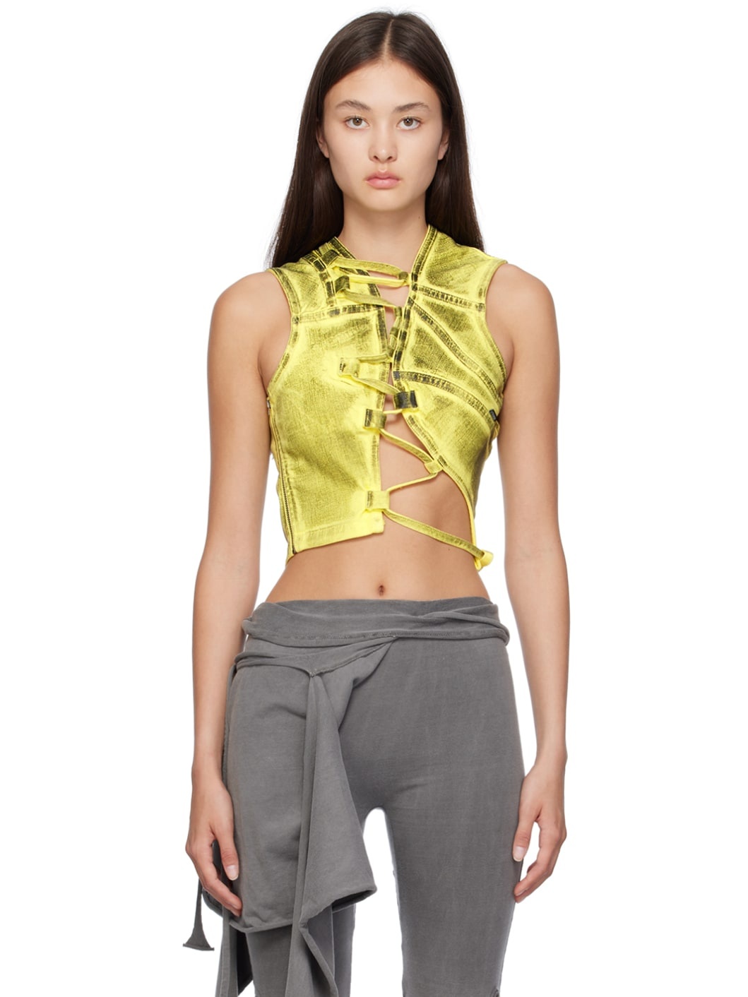 SSENSE Exclusive Yellow & Black Denim Tank Top - 1