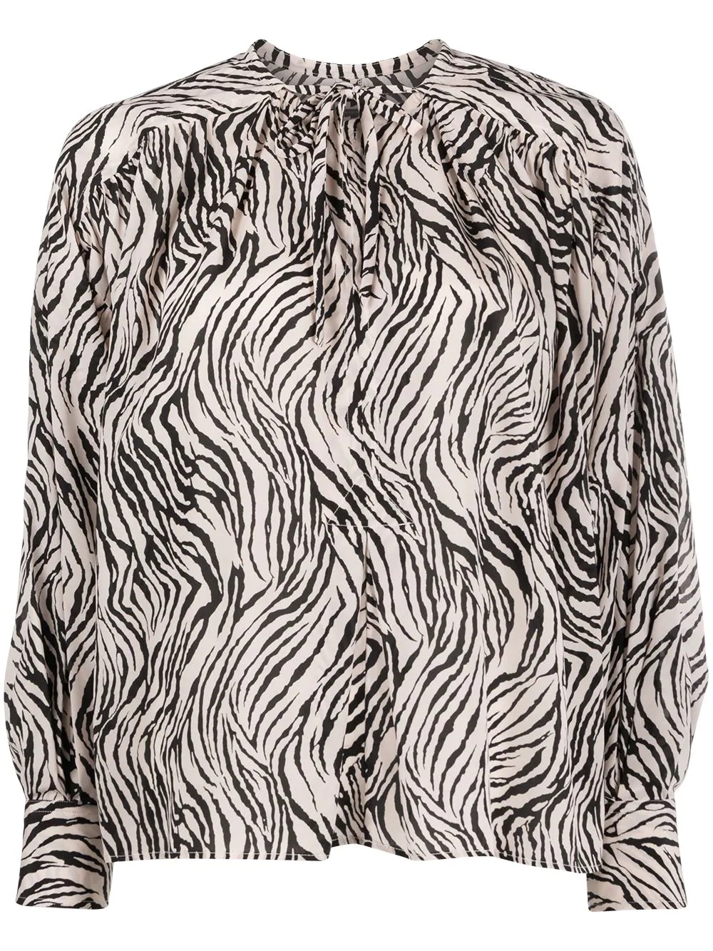 zebra print silk mix blouse - 1