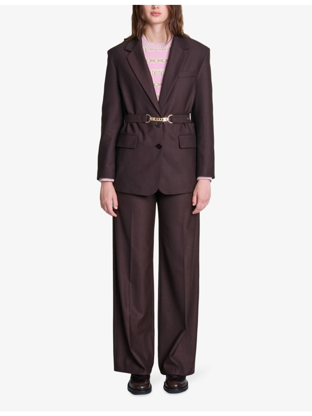 Chain-embellished slim-fit stretch-woven blazer - 2