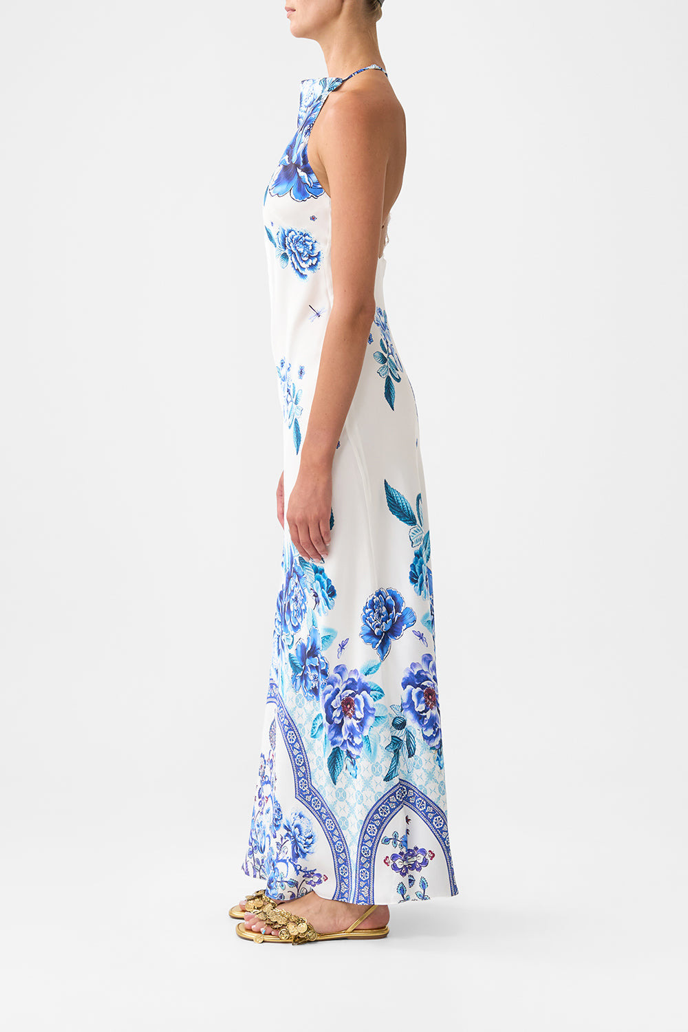 HALTER SLIP DRESS WITH LACE STRAP - 4