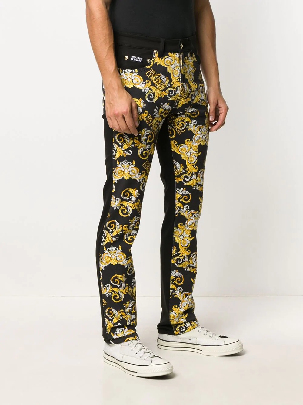 barocco print straight leg jeans - 3