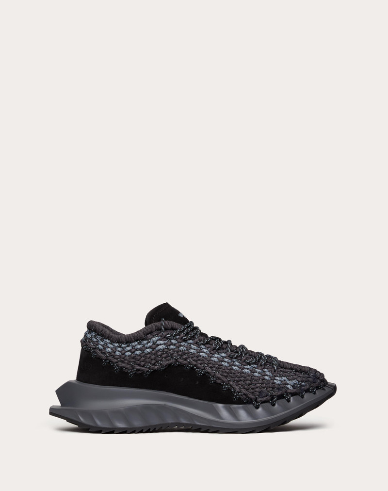 VALENTINO GARAVANI OUTDOOR CROCHET SNEAKERS IN FABRIC AND SUEDE - 1