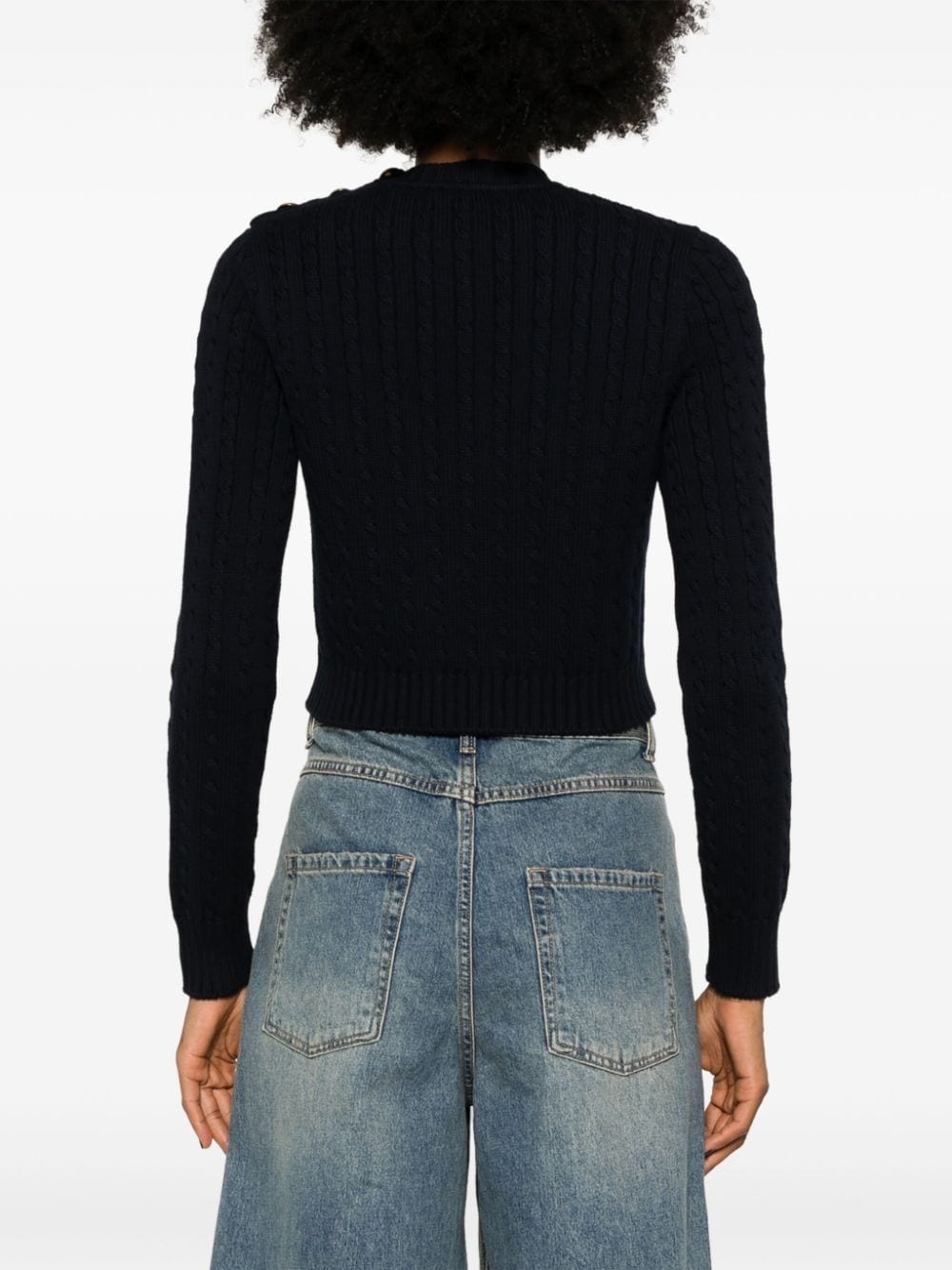 cable-knit cropped jumper - 4