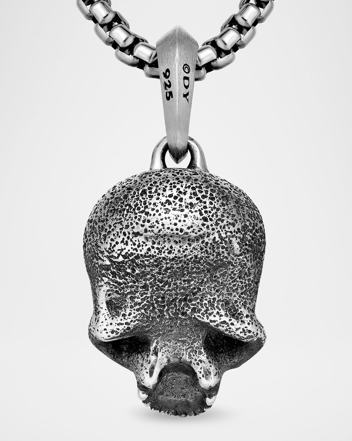 Men's Memento Mori Skull Pendant with Diamonds in Silver, 18mm - 7